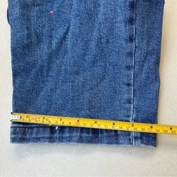 Free People Blue Denim Jumpsuit with paint splash Women Size Small - Picture 8 of 9